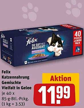 Felix Katzennahrung Gemischte Vielfalt in Gelee 40 x 85 g