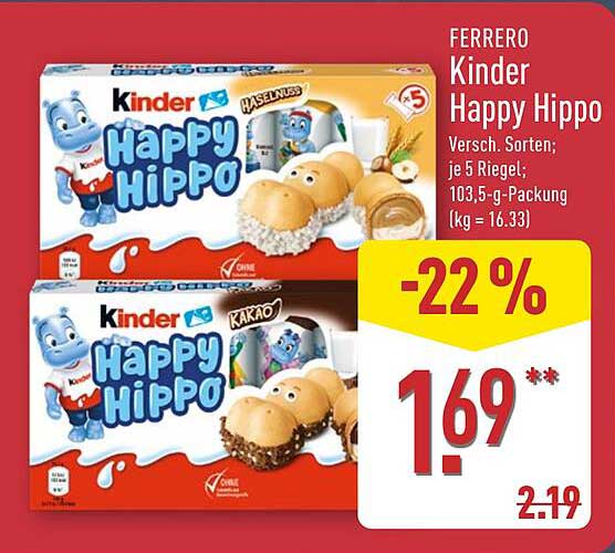 FERRERO Kinder Happy Hippo - Verschiedene Sorten