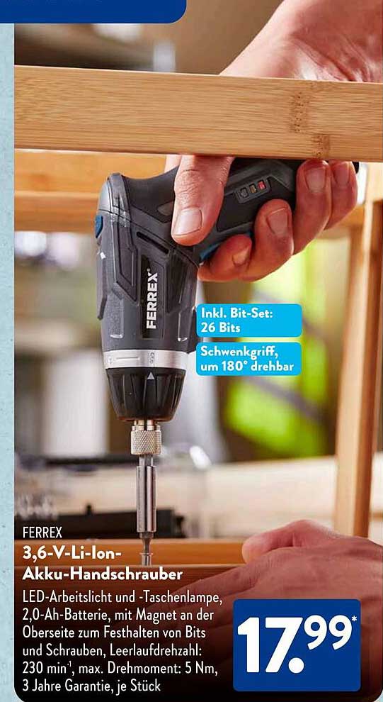 FERREX 3,6-V-Li-Ion-Akku-Handschrauber