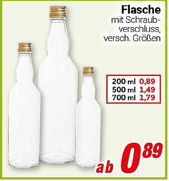 Flasche mit Schraubverschluss, versch. Größen