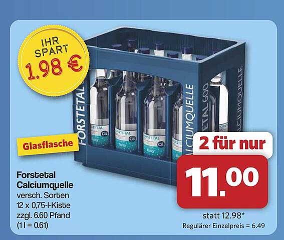 Forsetäler Calciumquelle 12 x 0,75 l Kiste - 2 für nur 11,00 €