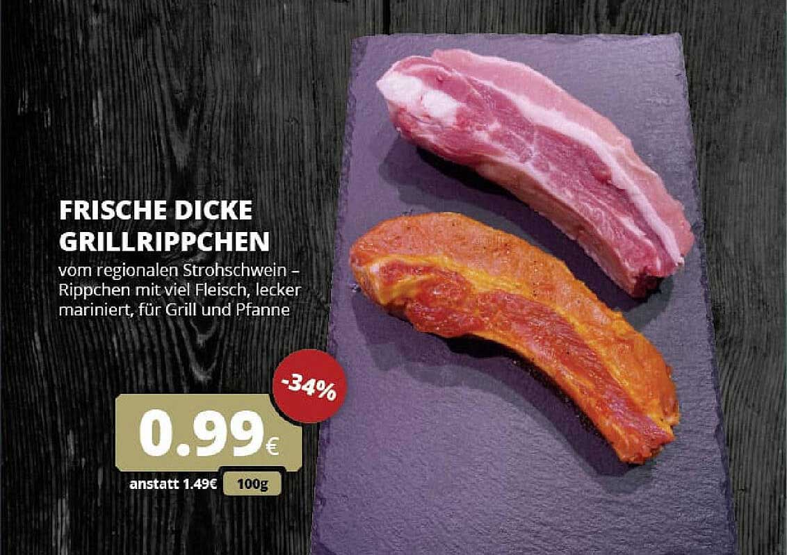 FRISCHE DICKE GRILLRIPPECHEN vom regionalen Strohschwein