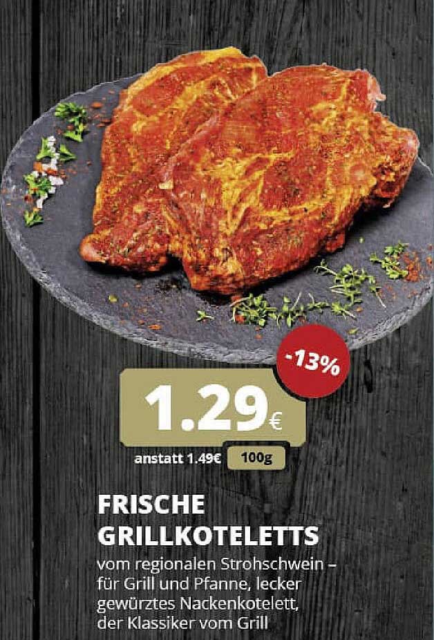 FRISCHE GRILKOTELETTS vom regionalen Strohschwein