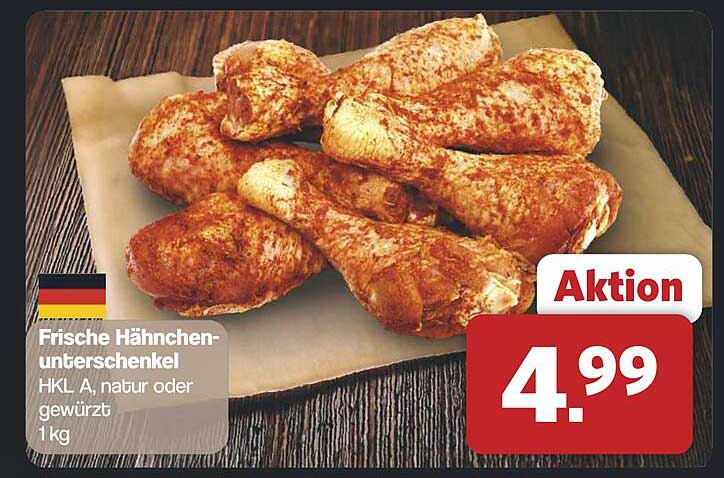 Frische Hähnchen-Unterschenkel HKL A, natur oder gewürzt, 1 kg