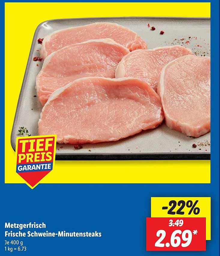 Frische Schweine-Minutensteaks