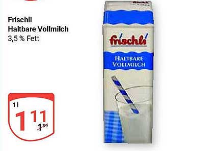 Frischli Haltbare Vollmilch 3,5 % Fett