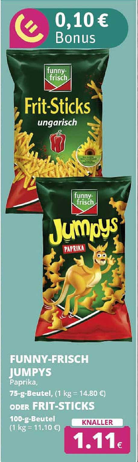FUNNY-FRISCH JUMPYS Paprika 75-g-Beutel oder Frit-Sticks 100-g-Beutel