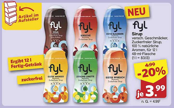 FYL Sirup - Zuckerfreier Genuss in verschiedenen Geschmacksrichtungen