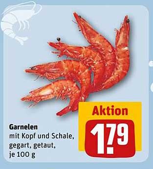 Garnelen mit Kopf und Schale, gegart, getaut, je 100 g