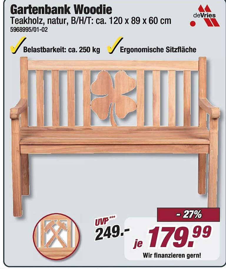 Gartenbank Woodie aus Teakholz
