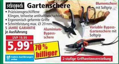 Gartenschere von Scheppach, 5,99 € - 70% günstiger