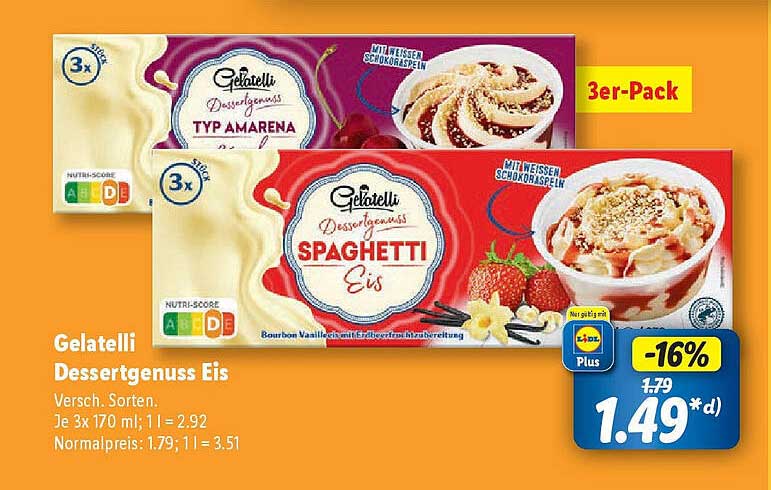 Gelatelli Dessertgenuss Eis 3er-Pack