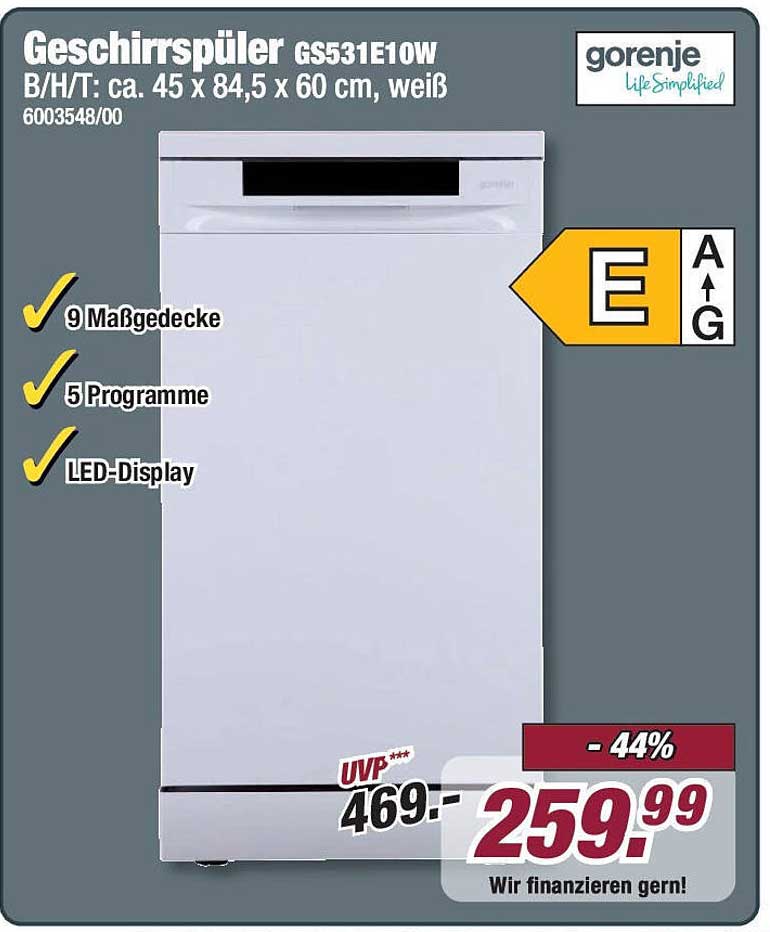 Geschirrspüler GS531E10W in Weiß