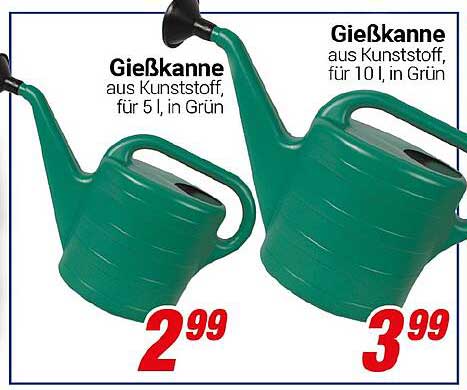 Gießkanne aus Kunststoff, für 5 l, in Grün