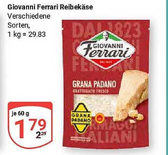 Giovanni Ferrari Reibekäse - Verschiedene Sorten