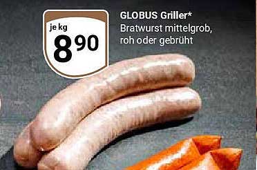 GLOBUS Griller* Bratwurst mittelgroß, roh oder gebrüht