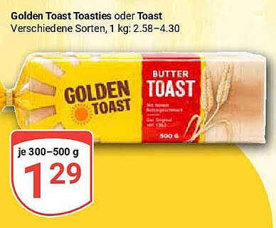 Golden Toast Toasties oder Toast, 500 g