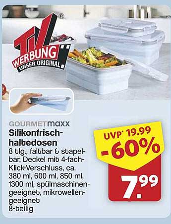 Gourmetmaxx Silikonfrischhaltedosenset - 8-teilig