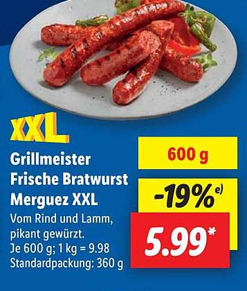 Grillmeister Frische Bratwurst Merguez XXL