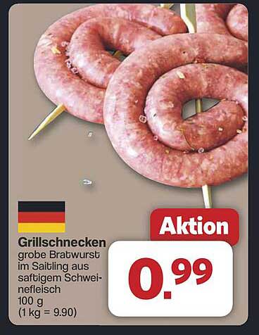 Grillschnecken - grobe Bratwurst im Sailting aus saftigem Schweinefleisch