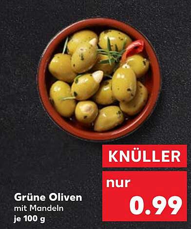 Grüne Oliven mit Mandeln je 100 g