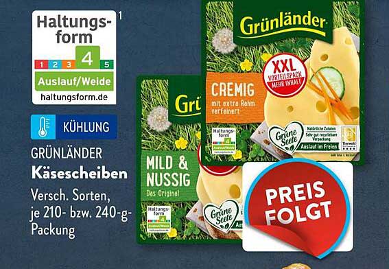 Grünländer Käse- scheiben, verschiedene Sorten