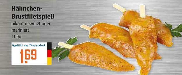 Hähnchen-Brustfiletspiess pikant gewürzt oder mariniert 100g