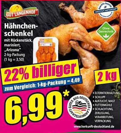Hähnchenschenkel mit Rückenstück, mariniert - Arizona 2-kg-Packung