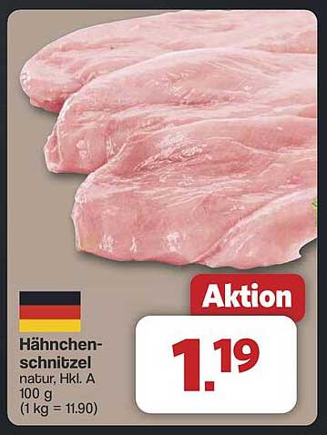 Hähnchenschnitzel natur, Hkl. A
