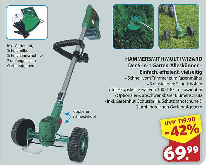 HAMMERSMITH MULTI WIZARD Der 5-in-1 Garten-Alles König – Einfach, effizient, vielseitig