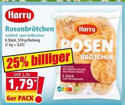 Harry Rosenbrötchen – rustikal, zum Aufbacken