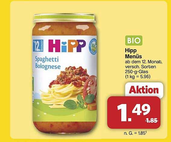 Hipp Menüs Spaghetti Bolognese BIO 250g