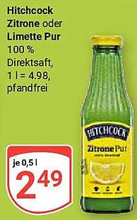 Hitchcock Zitrone oder Limette Pur 100 % Direktsaft