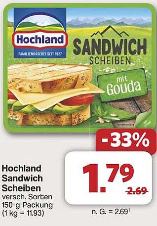 Hochland Sandwich Scheiben mit Gouda 150-g-Packung