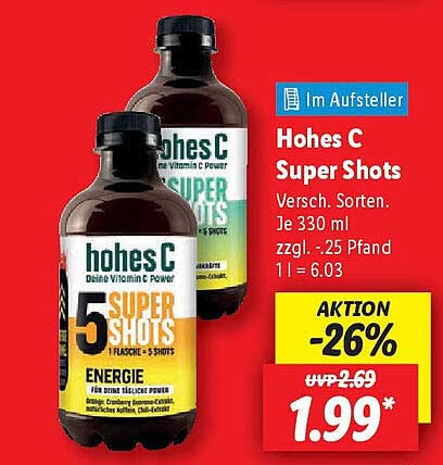 Hohes C Super Shots 330 ml – 5 Shots für Energie!