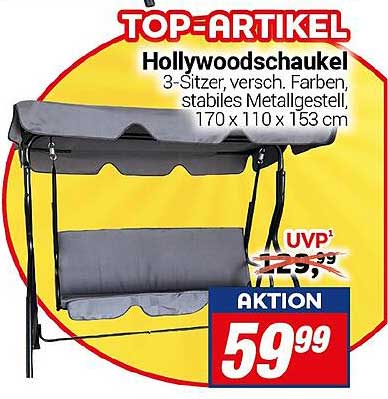 Hollywoodschaukel - 3-Sitzer, verschiedene Farben, stabiles Metallgestell