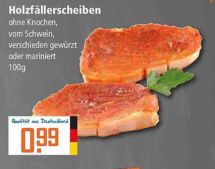 Holzfällerscheiben ohne Knochen, vom Schwein, verschieden gewürzt oder mariniert 100g