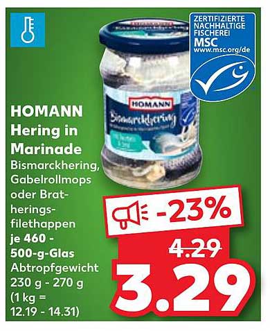 HOMANN Hering in Marinade 460-500 g Glas