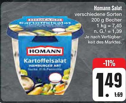 Homann Kartoffelsalat verschiedene Sorten 200 g Becher
