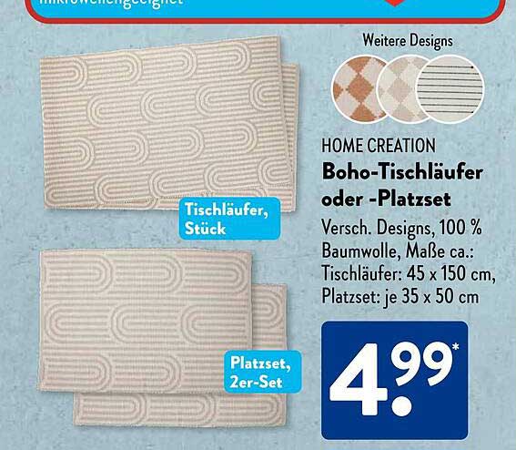 HOME CREATION Boho-Tischläufer oder-Platzset