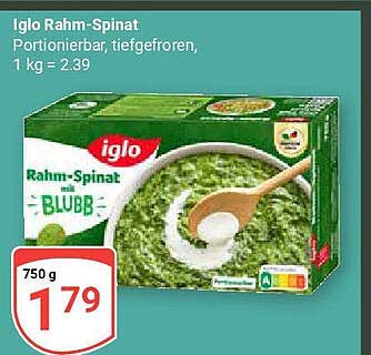 Iglo Rahm-Spinat, Portionierbar, tiefgefroren