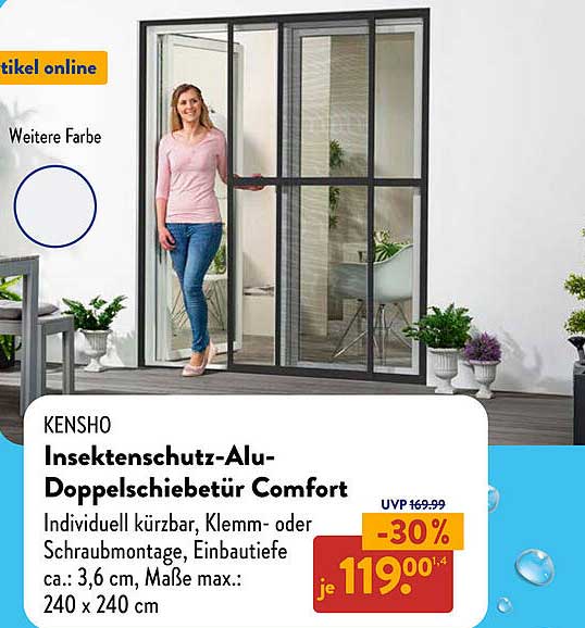 Insektenschutz-Alu-Doppelschiebetür Comfort