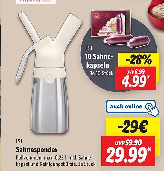 ISI Sahnespender mit 10 Sahnekapseln