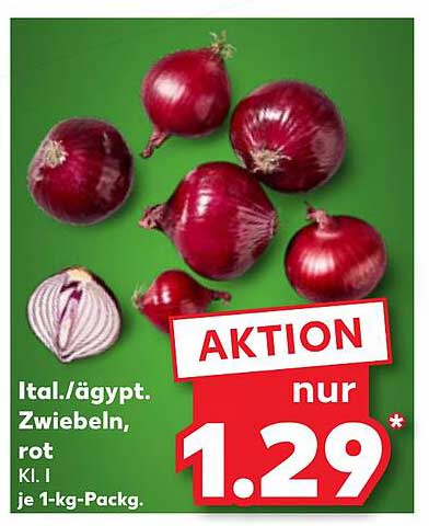 Ital./ägypt. Zwiebeln, rot je 1-kg-Pack.