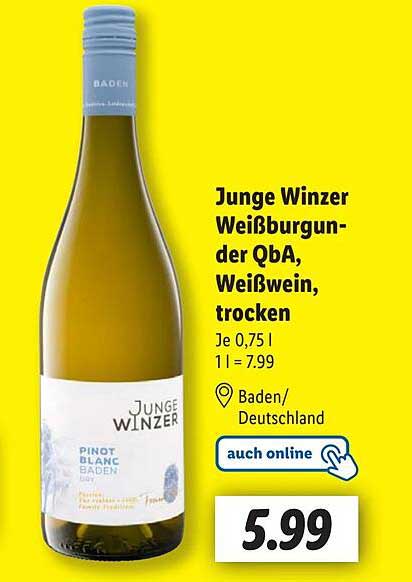 Junge Winzer Weißburgunder QbA, Weißwein, trocken