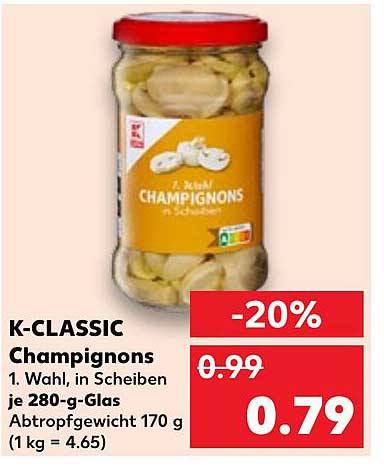 K-CLASSIC Champignons in Scheiben 280 g