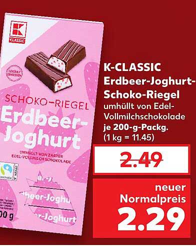 K-CLASSIC Erdbeer-Joghurt-Schoko-Riegel