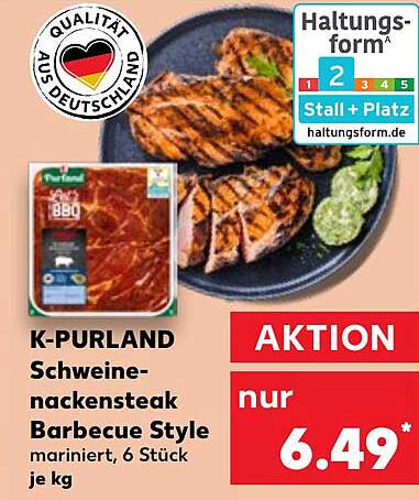 K-Purland Schweinenackensteak Barbecue Style - 6 Stück je kg