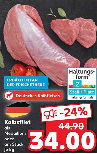Kalbsfilet als Medaillons oder am Stück je kg