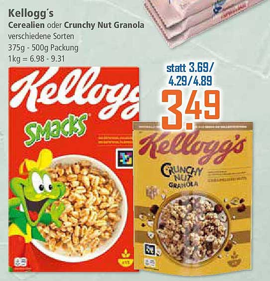 Kellogg's Cerealien oder Crunchy Nut Granola 375g - 500g